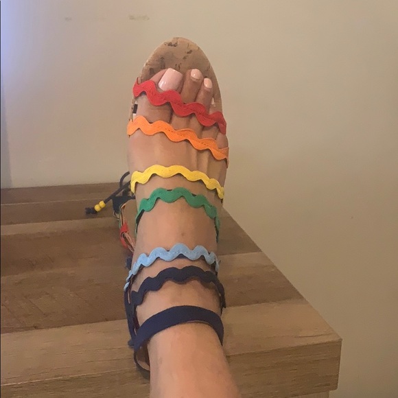 Betsey Johnson Shoes - Betsy Johnson Rainbow Straps. Size 8.5.